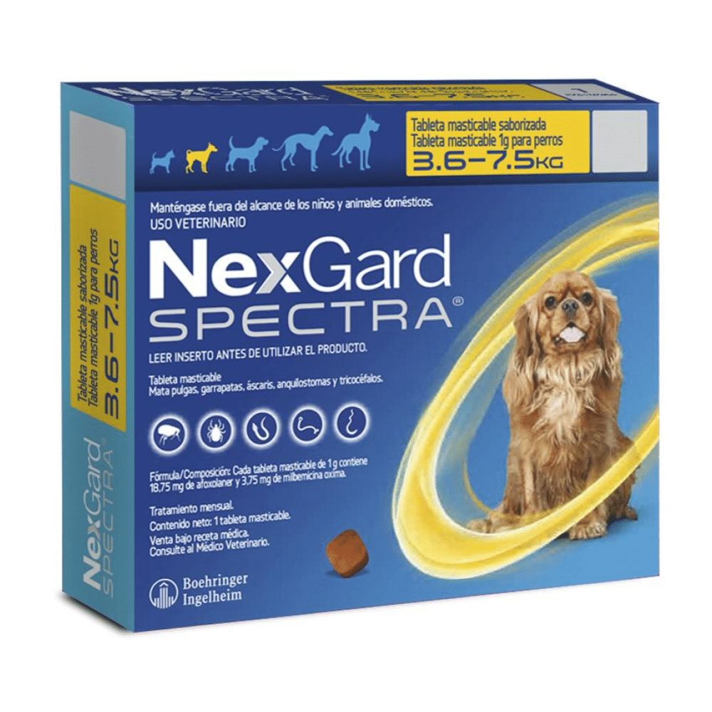 NEXGARD SPECTRA ANTIPULGAS 3.6-7.5KG C/U - Veterinaria Miraflores